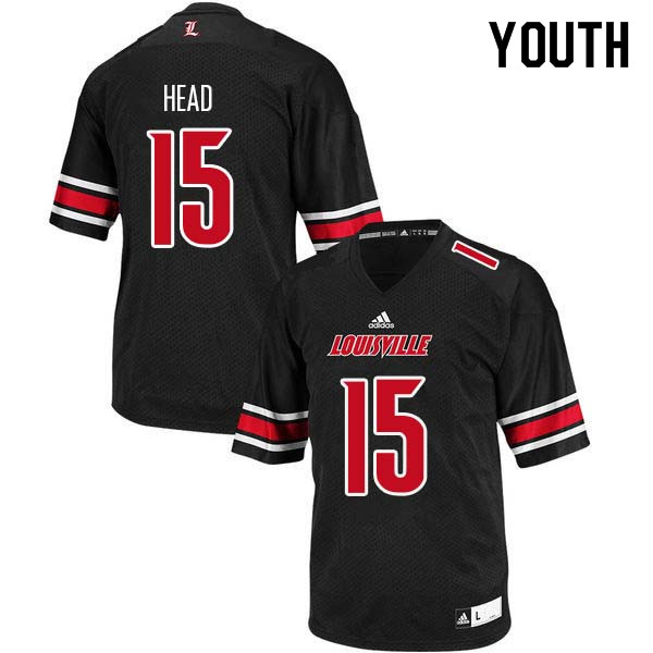 Youth Louisville Cardinals #15 Quen Head College Football Jerseys Sale-Black - Click Image to Close